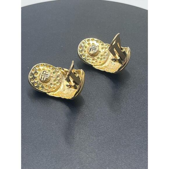 Vintage Signed Francesca
Romano Blue Sodalite Etruscan Clip On Earrings - Picture 16 of 16